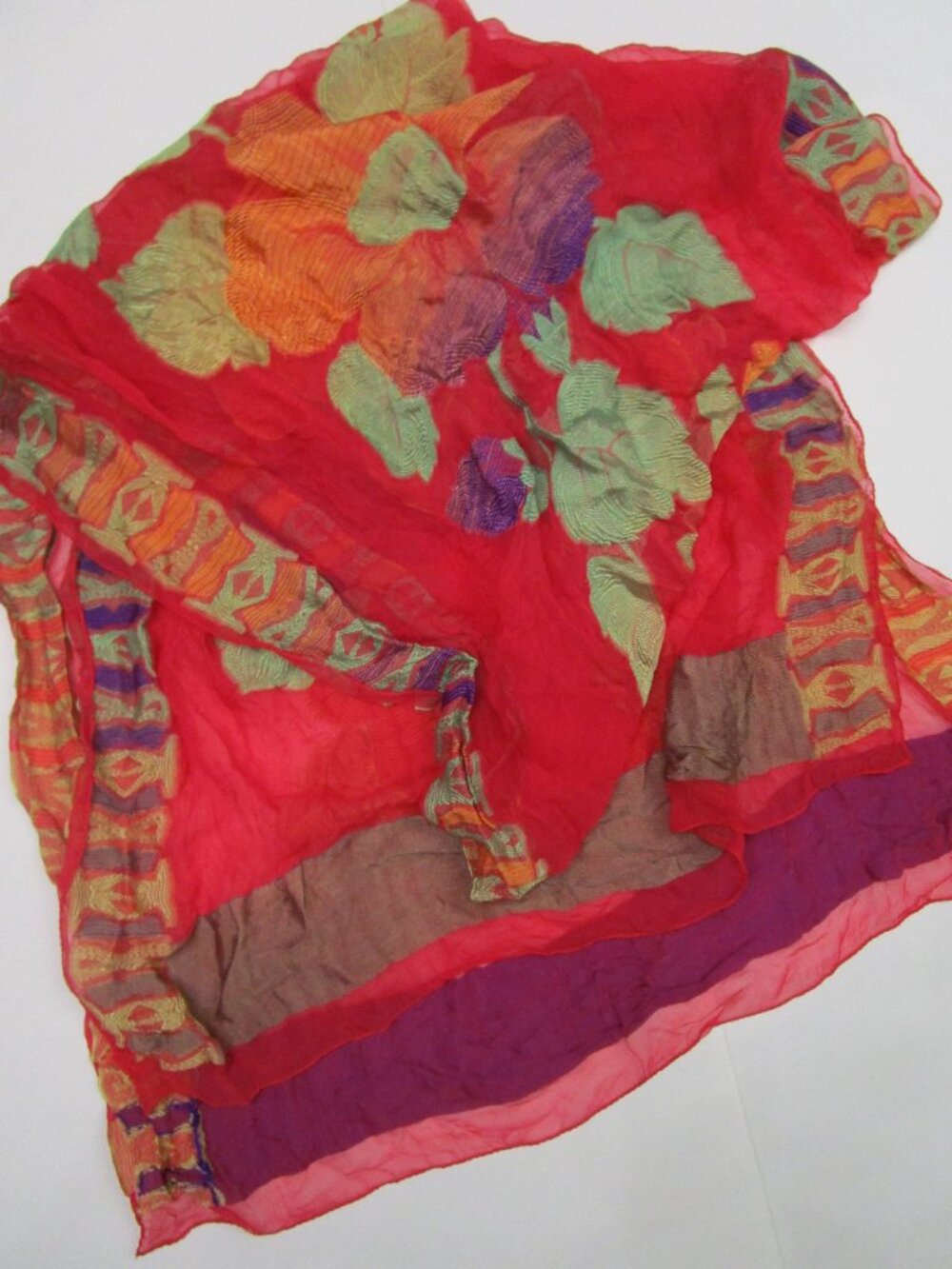Crinkle Silk Scarf Layover Wrap Coverup Milano Italy